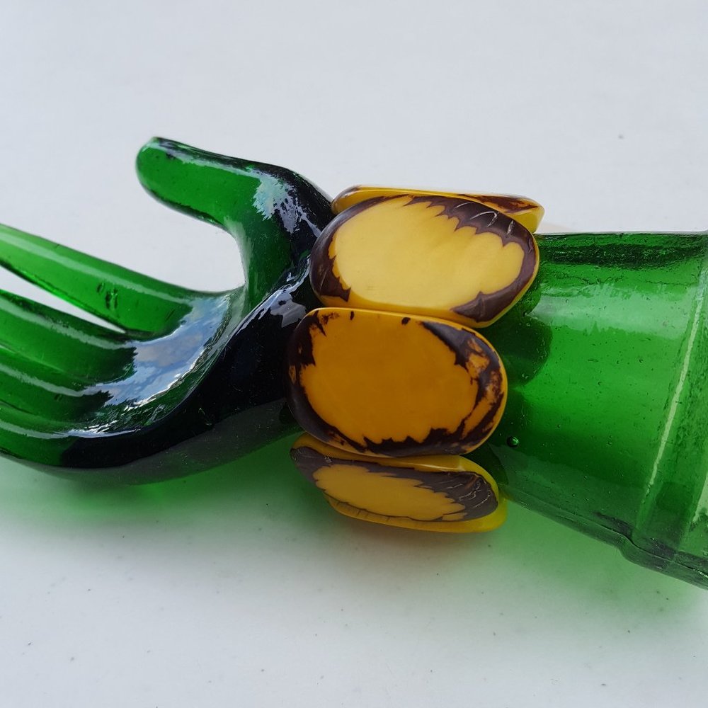 Bracelet Organic Tagua Nut  Stretch Yellow